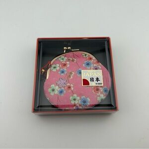 Japanese Pink Floral Coin Purse – Made in Japan Chirimen Fabric Mini Pouch